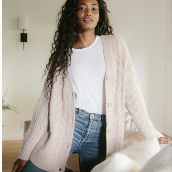 Cozy Blush Cable Knit Cardigan - Picture 1 of 4